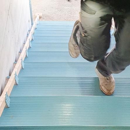Protection for sensitive exposed concrete stairs